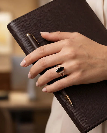 Gold Marquise Onyx Vintage Ring