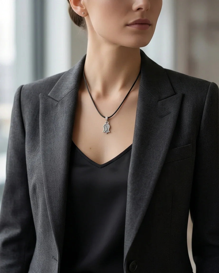 Silver Vintage Textured Tulip Necklace