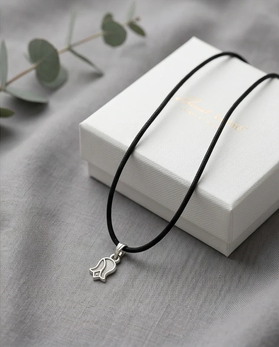 Silver Vintage Textured Tulip Necklace