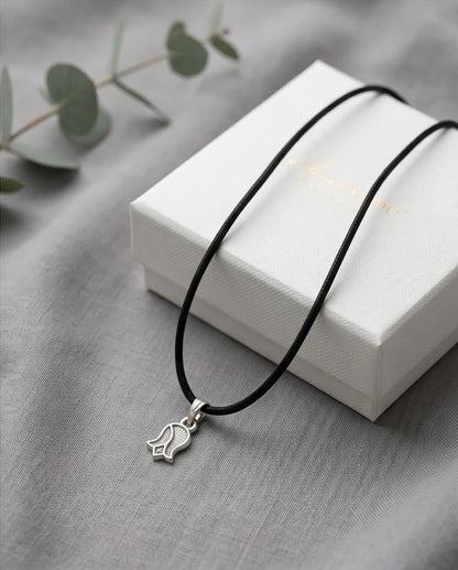 Silver Vintage Textured Tulip Necklace