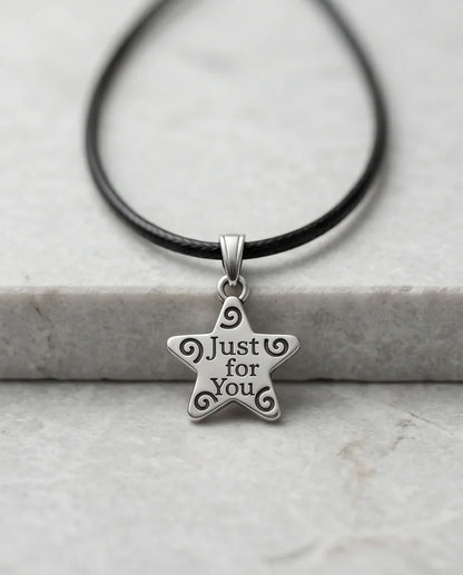 Silver "Just for You" Engraved Star Necklace