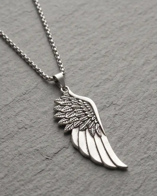 Antiqued Angel Wing Pendant Box Chain
