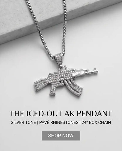 Iced AK-47 Rifle Pendant Box Chain