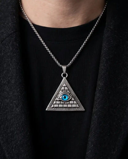 All-Seeing Eye Pyramid Pendant Box Chain