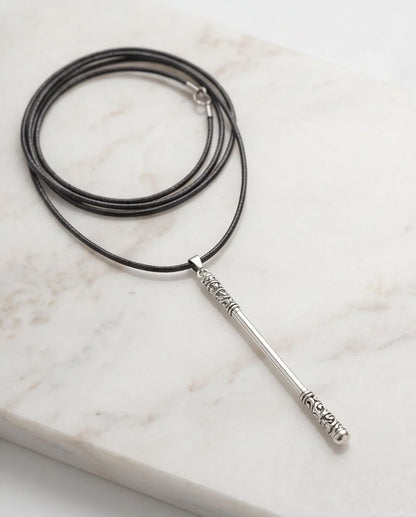 Carved Staff Pendant Necklace