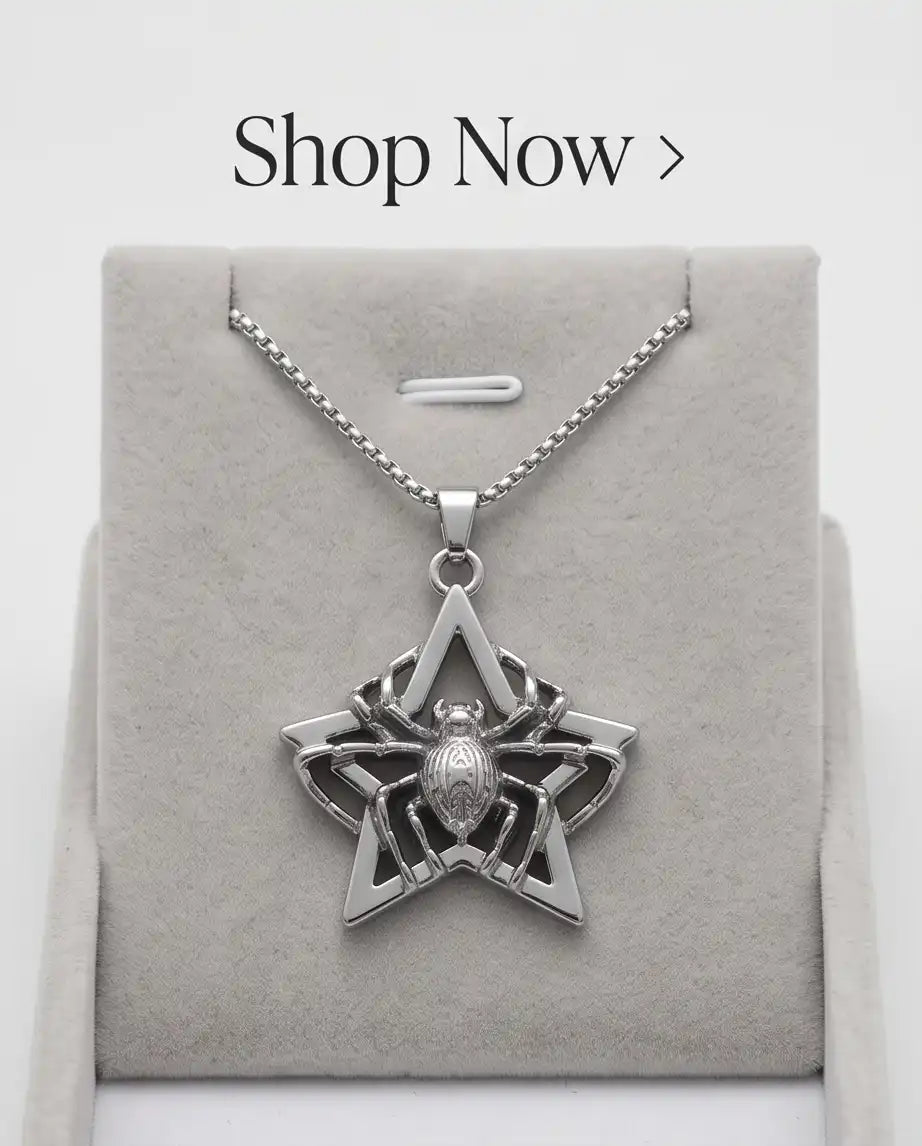 Gothic Spider Star Pendant Box Chain