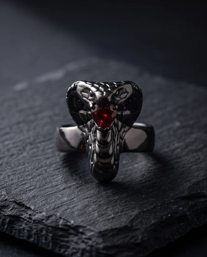 Ruby-Set Sculpted Cobra Ring