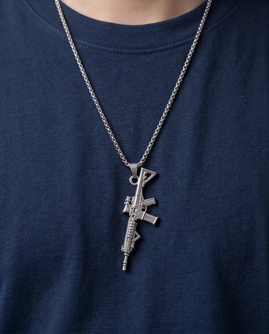 Scope-Mounted Tactical Rifle Weapon Pendant Box Chain
