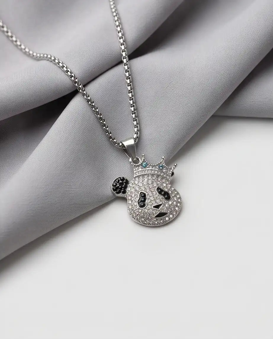 Iced Crown Panda Pendant Box Chain