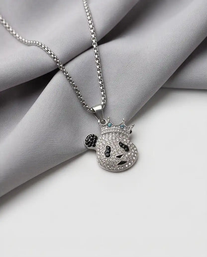 Iced Crown Panda Pendant Box Chain