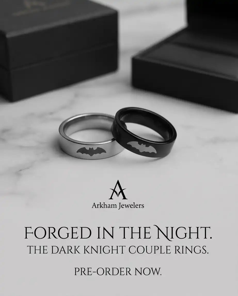 Matching Bat Silhouette Couple Band Rings