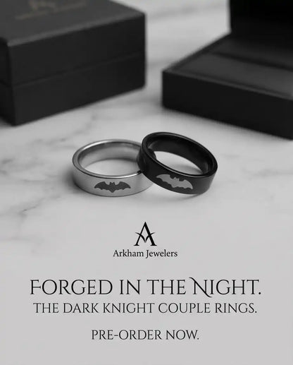 Matching Bat Silhouette Couple Band Rings