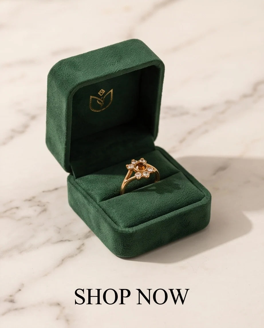 Amber Sunburst Crystal Ring