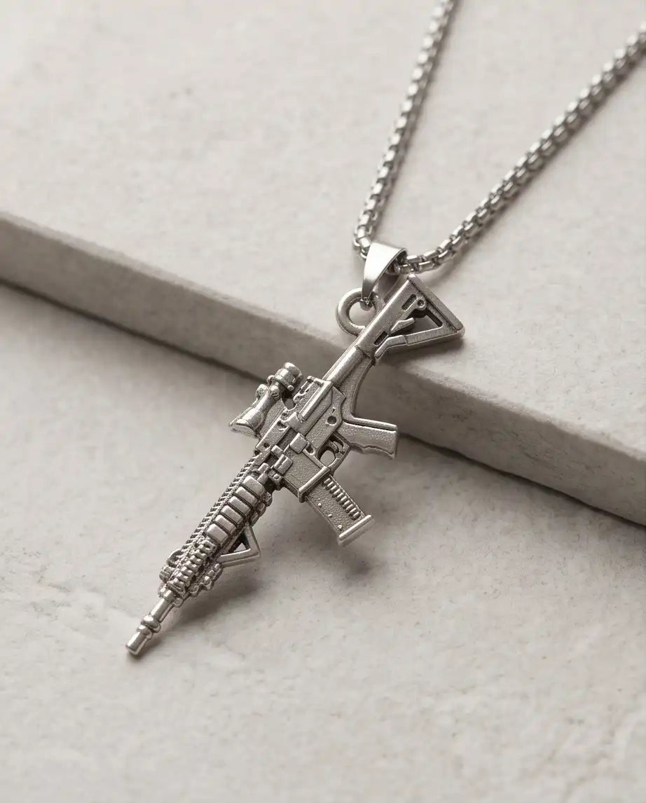 Scope-Mounted Tactical Rifle Weapon Pendant Box Chain
