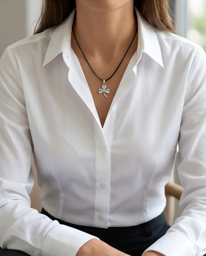 Silver Three-Leaf Shamrock Pendant Necklace