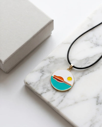 Minimalist Landscape Medallion Cord Necklace