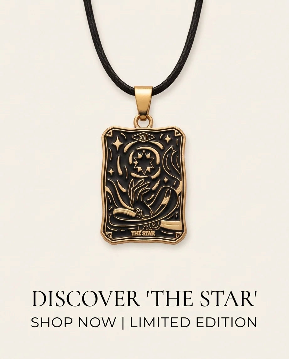 Gold "The Star" Tarot Card Pendant Necklace