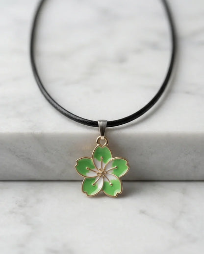 Gold and Light Green Blossom Necklace