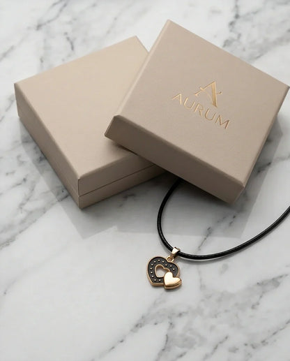 Gold and Black Layered Heart Necklace