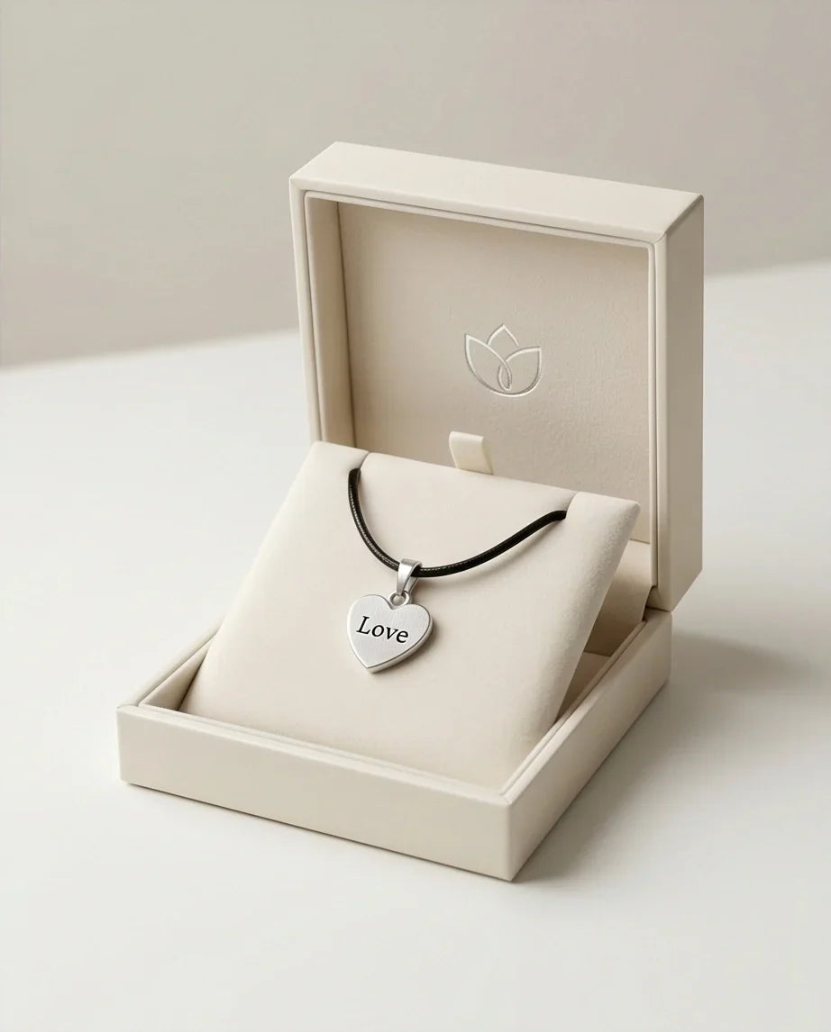 Silver Engraved Love Heart Necklace