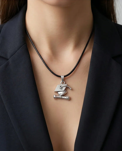 Silver Graduation Cap Pendant Necklace