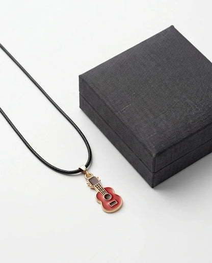 Gold and Red Acoustic Guitar Necklace
