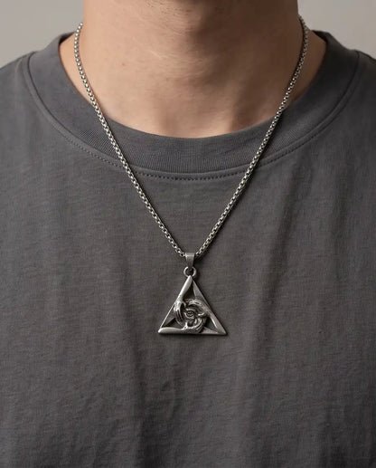 Gothic Triangle Creepy Hands Eye Pendant Box Chain