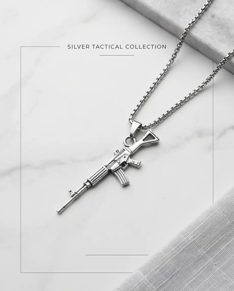 Tactical Assault Rifle Weapon Pendant Box Chain