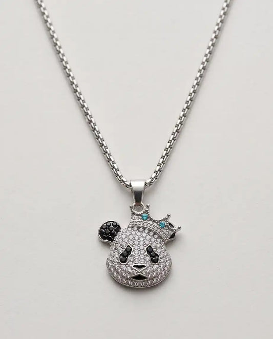 Iced Crown Panda Pendant Box Chain