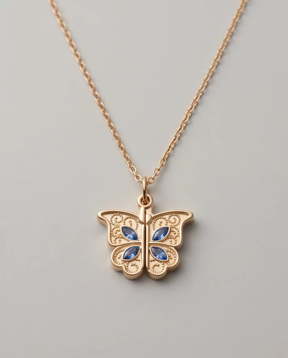 Gold Butterfly Secret Heart Pendant Necklace