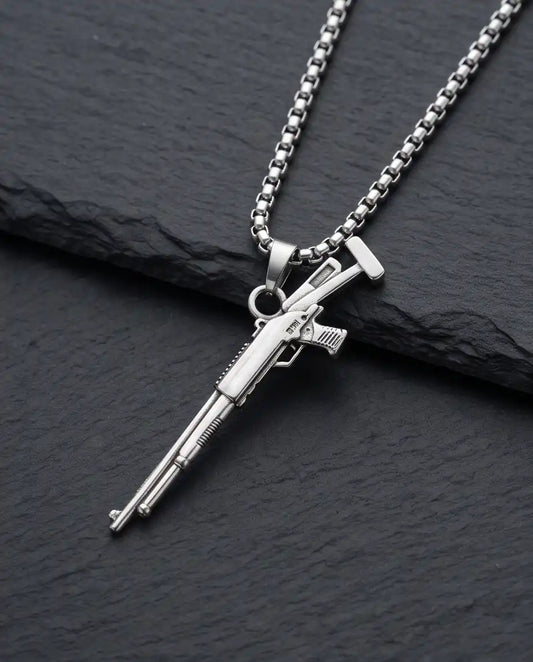 Tactical Pump-Action Shotgun Weapon Pendant Box Chain