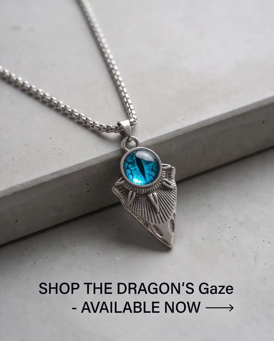 Blue Dragon Eye Shield Pendant Box Chain
