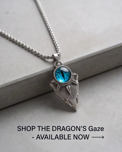 Blue Dragon Eye Shield Pendant Box Chain