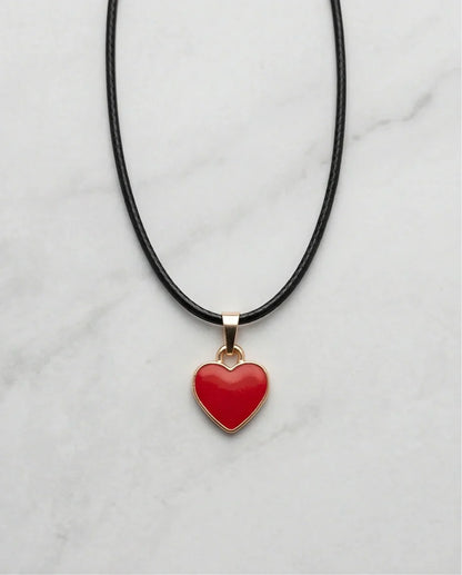 Gold and Red Classic Heart Necklace