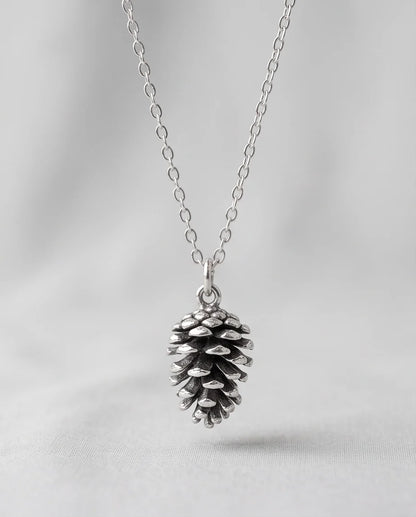 Antique Silver Pinecone Pendant Chain Necklace