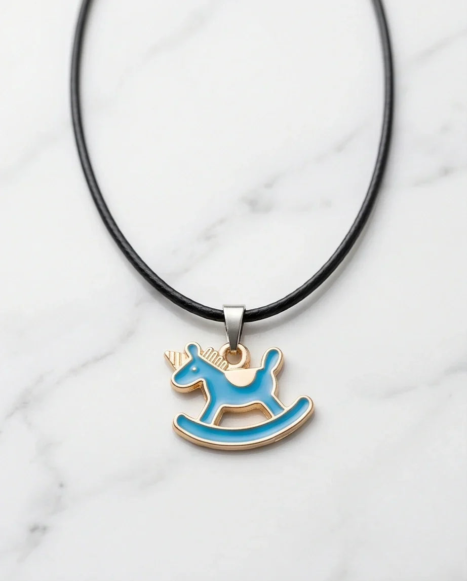 Gold and Turquoise Rocking Unicorn Necklace