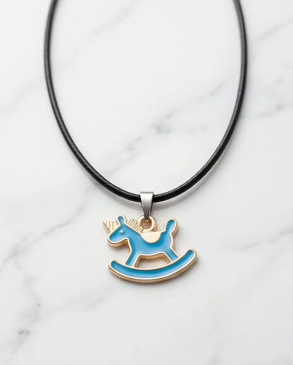 Gold and Turquoise Rocking Unicorn Necklace