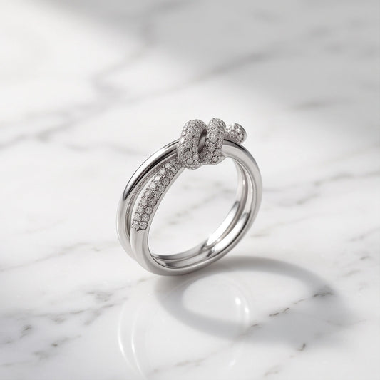 Pavé Tied-Knot Dual Band Ring