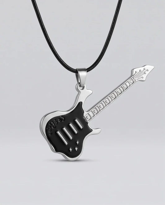 Black and Silver Electric Guitar Cord Necklace