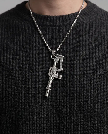 Cyberpunk Assault Rifle Weapon Pendant Box Chain