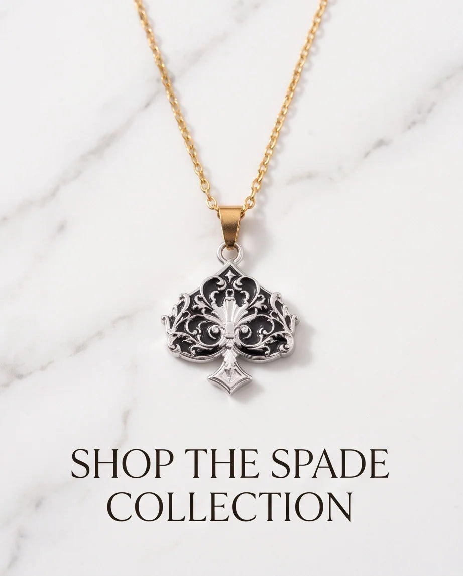 Silver Filigree Ace of Spades Pendant Necklace