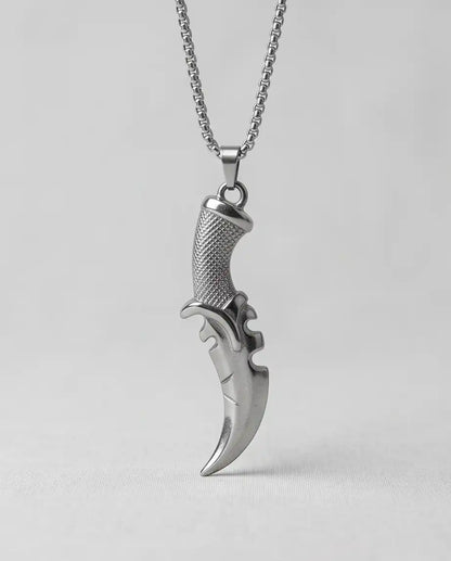 Curved Tactical Dagger Knife Pendant Box Chain
