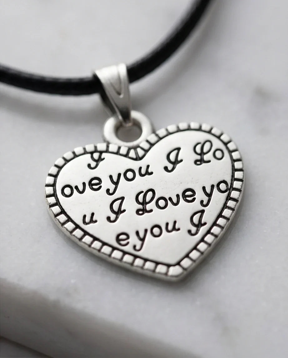 The Sweet Confession: Engraved Heart "I Love You" Pendant Necklace