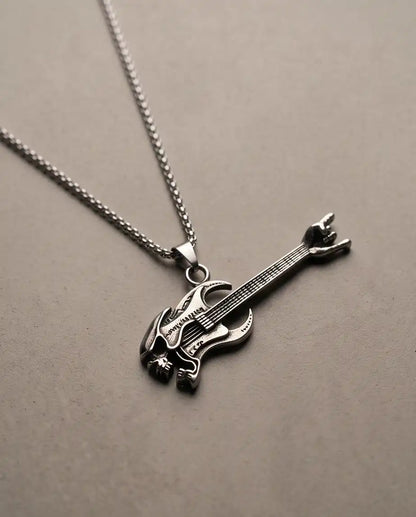 Rock Horns Electric Guitar Pendant Box Chain