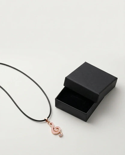 Rose Gold Pink Treble Clef Music Necklace