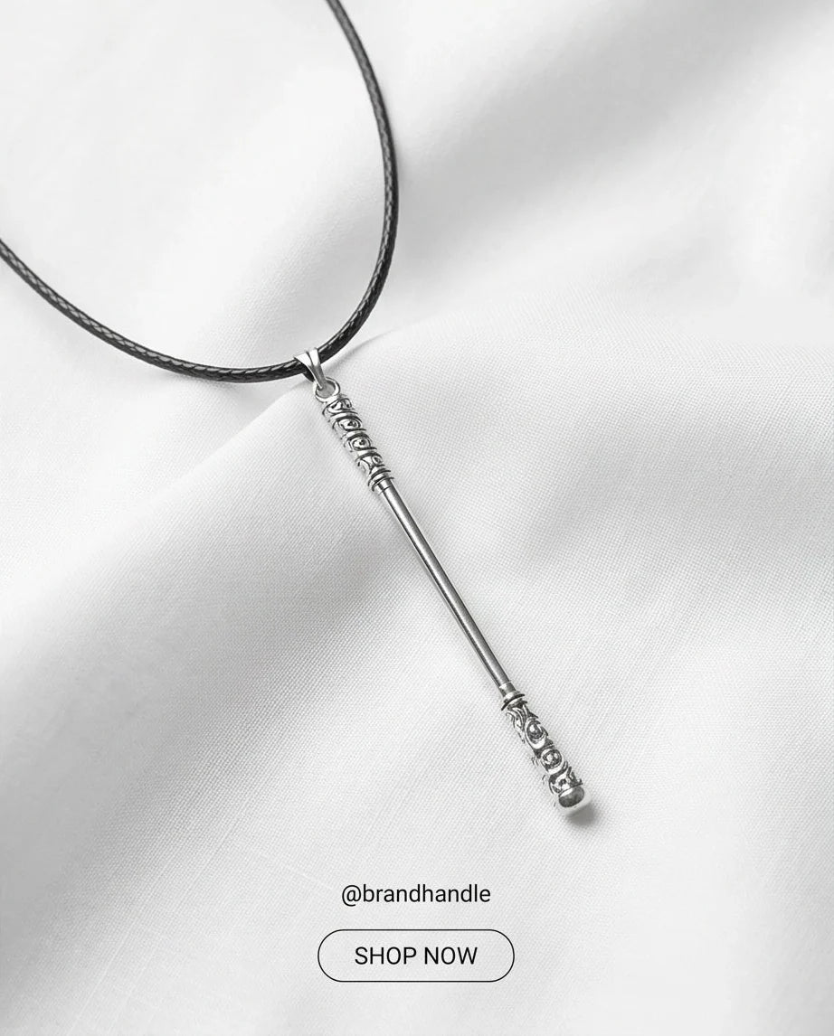 Carved Staff Pendant Necklace