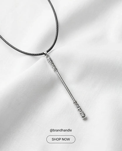 Carved Staff Pendant Necklace