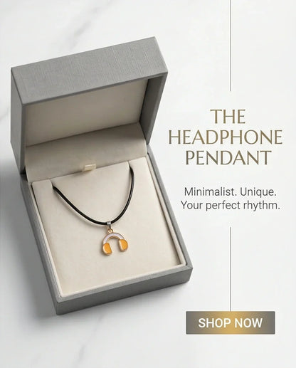 Gold and Yellow Headphones Necklace