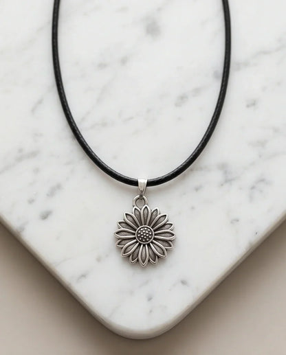 Silver Sunflower Pendant Necklace