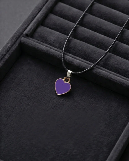 Minimalist Purple Heart Enamel Pendant Necklace